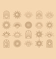 sun boho icon bohemian minimal golden rays vector image vector image