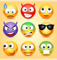smileyemoticons set yellow face with emotions vector image