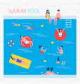 summer pool with people and inflatable things vector image vector image