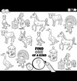 one of a kind game with funny farm animals vector image