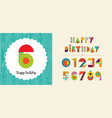 happy birthday age number card template set vector image