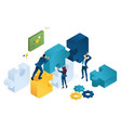 isometric business joint project team teamwork vector image
