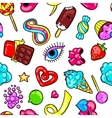 seamless kawaii pattern with sweets and candies vector image