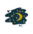 night sky with crescent moon and stars vector image
