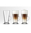 set latte macchiato glass on transparent vector image