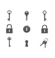 keys and padlocks icon set vector image