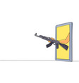 single one line drawing hand holding ak 47 vector image