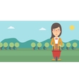 woman with plant and wheelbarrow vector image