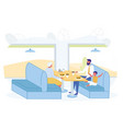 happy family father son and granny visit cafe vector image