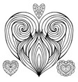 set of contour doodle hearts with the hair vector image