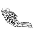human skeleton hand holding grenade vector image