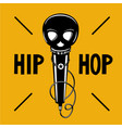 hip-hop party poster with microphone and skull vector image vector image