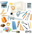 construction architect tools set vector image