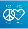 peace love flat line infographic concept design vector image