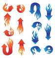 red and blue fire arrow collections vector image