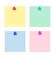 set blank paper note stickers with push pins vector image vector image