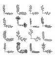 set of hand drawn floral corners floral text vector image vector image