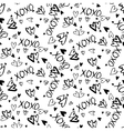 pattern with hand painted hearts vector image