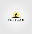 pelican bird logo vintage with sun background vector image vector image