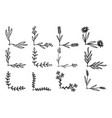 set of hand drawn floral corners floral text vector image vector image