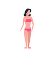 bikini woman standing yellow swimsuit on white vector image