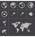 black world map icons set vector image vector image