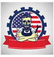 usa labor day skull worker logo united states flag vector image vector image