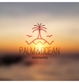 logo of palm on island and waves vector image vector image