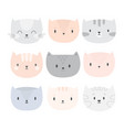 set of cute cartoon cats funny doodle animals vector image