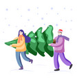 christmas tree buying shopping vector image vector image