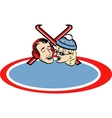 vintage ski couple vector image
