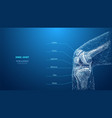 abstract polygonal knee-joint on blue background vector image vector image