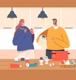 man and woman painting eggs for easter holiday vector image vector image