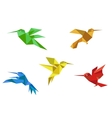 origami hummingbirds set vector image