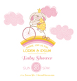 baby shower card - with bunny and bike vector image