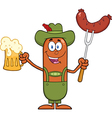 German Oktoberfest Sausage Cartoon Royalty Free Vector Image