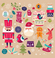christmas collection with decorative elements vector image
