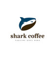clever ocean blue shark fish with coffee bean vector image vector image