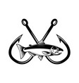 salmon and fishing hook design element for emblem vector image vector image