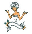 tattoo style icon a pinup girl in towel vector image