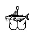 catfish and fishing hook design element vector image