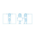 happy man shows two banners vector image