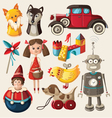 set of colorful vintage christmas toys for kids vector image