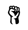 silhouette raised fist hand clenched protest vector image