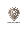 initial letter ps shield design loco concept vector image