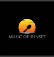 music guitar silhouette sunrise sunset logo design vector image vector image