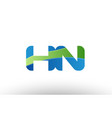 blue green hn h n alphabet letter logo vector image vector image