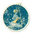 distressed sticker tattoo style icon a pinup vector image vector image