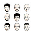collection of caucasian men faces expressing vector image