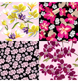 floral set seamless patterns hand-drawing vector image